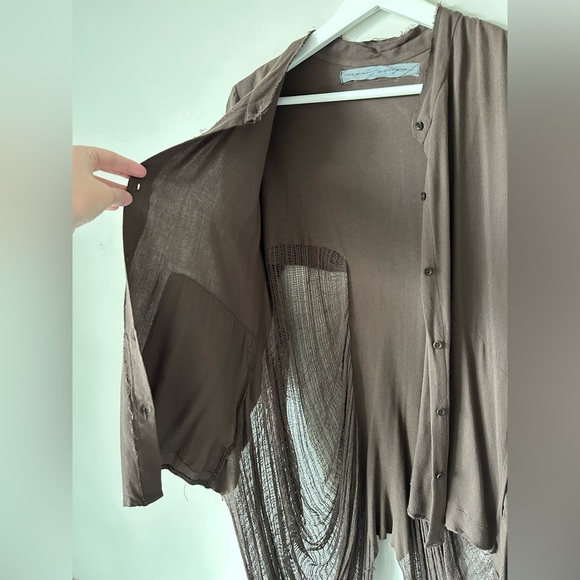 Raquel Allegra | backless shredded long button down - Picture 4 of 12